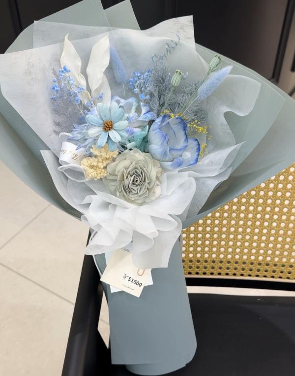 藍色系乾燥花束