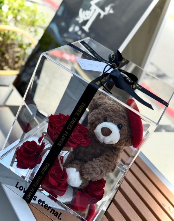 高級壓克力熊熊花盒