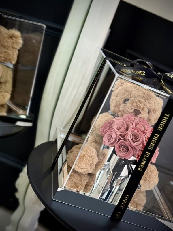 高級熊熊壓克力花盒
