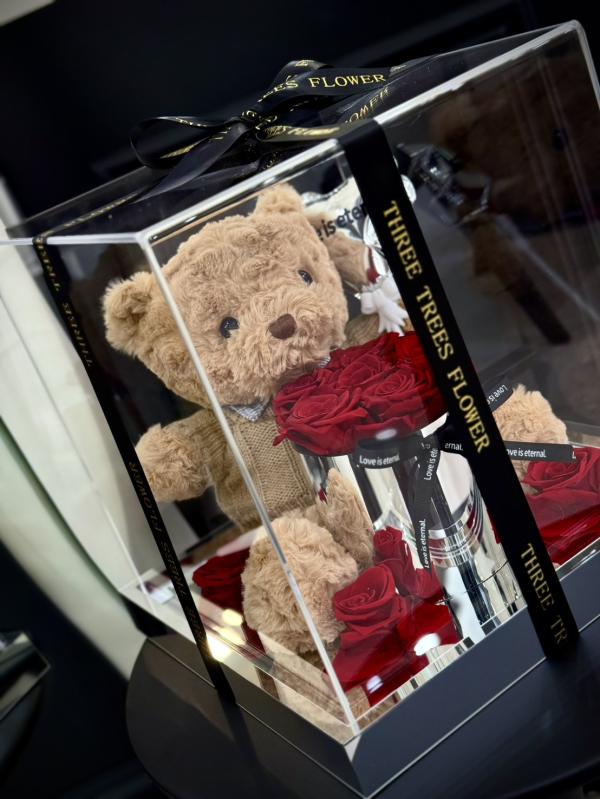 高級壓克力熊熊花盒